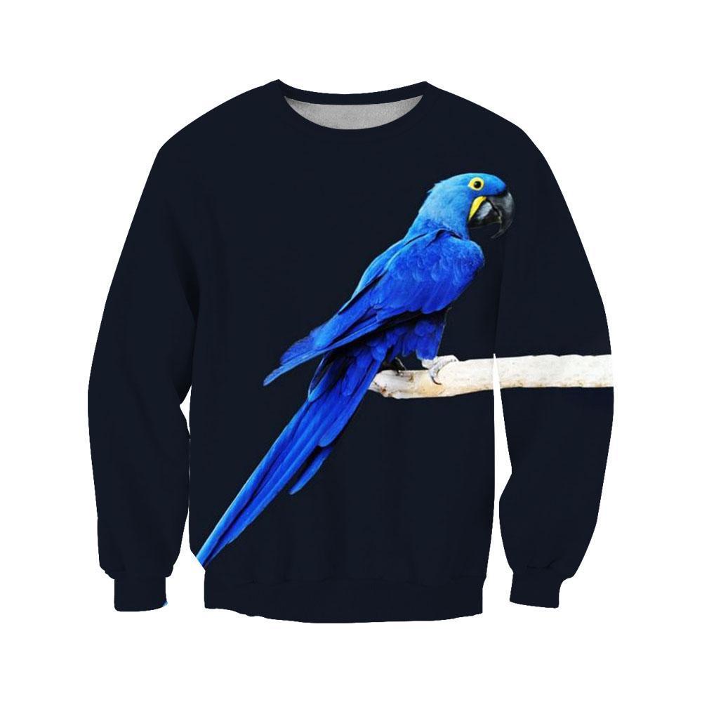 3D All Over Print Blue Parot Hoodie