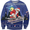 3D All Over Print Blue Santa Shirts