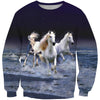 3D All Over Printing  White Horse Shirt