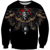 3D All Over Printing Black Skull Snake Sword Shirts