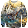 3D All Over Printing White Dragon Shirts