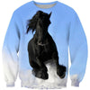 3D All Over Print Black Horse Blue Sky Shirts