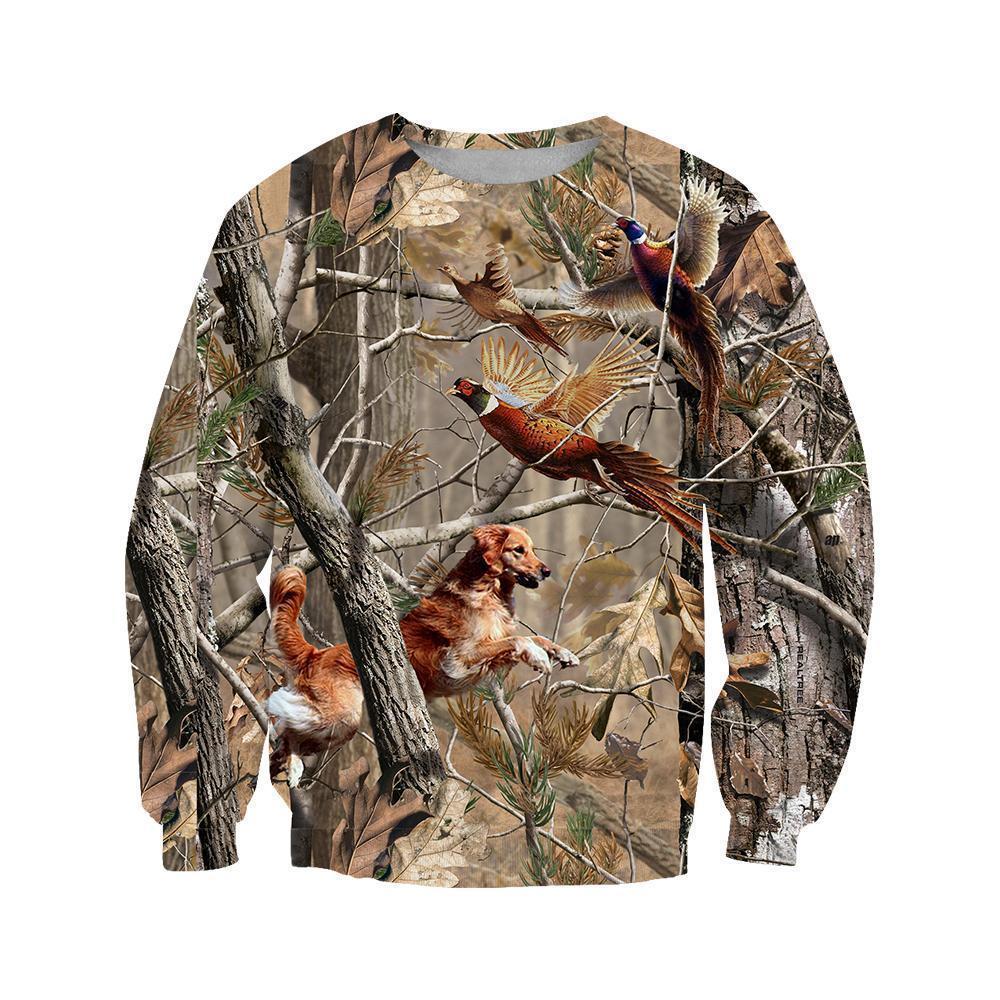 3D All Over Printed Dog Hunting Pheasant Shirts