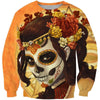 3D All Over Sugar Beautiful Skull Hoodie