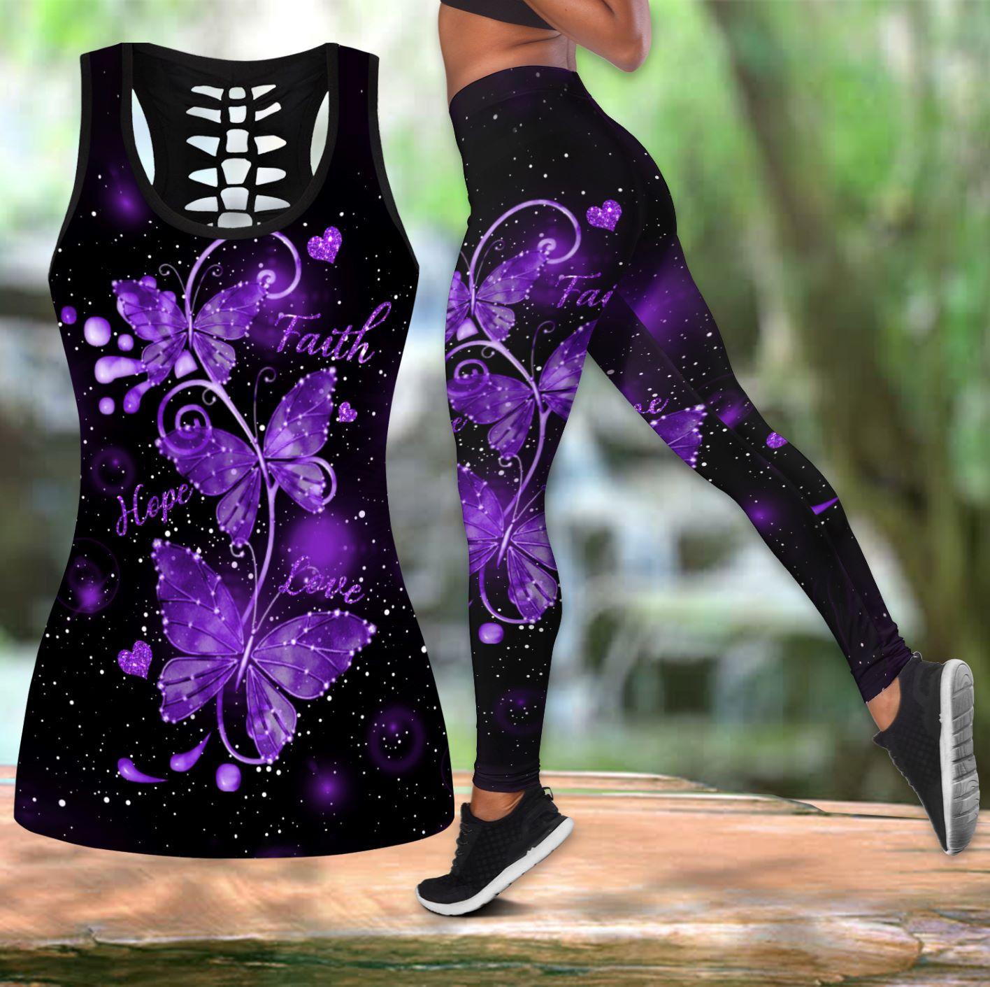 Awesome Hoodied 3D All Over Printer Legging Butterfly Violet HDL15