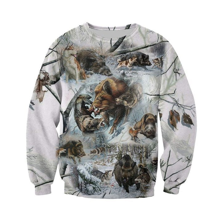 Awesome Hoodies 3D All Over Print  Animals Boar and Fox  for Men and Women Hoodie-very cool