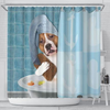 Awesome hoodied Pit Bull Takes A Shower Curtains Printed 3D Grommet Curtains - NQC0011
