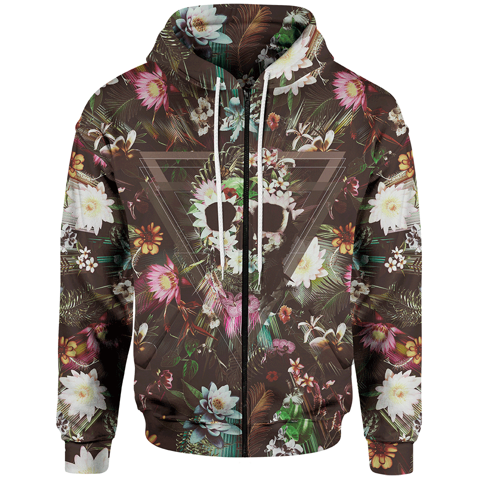 All Over Flower Skull for Men and Women, T-Shirt, Zip Hoodies, Sweatshirt HBC100