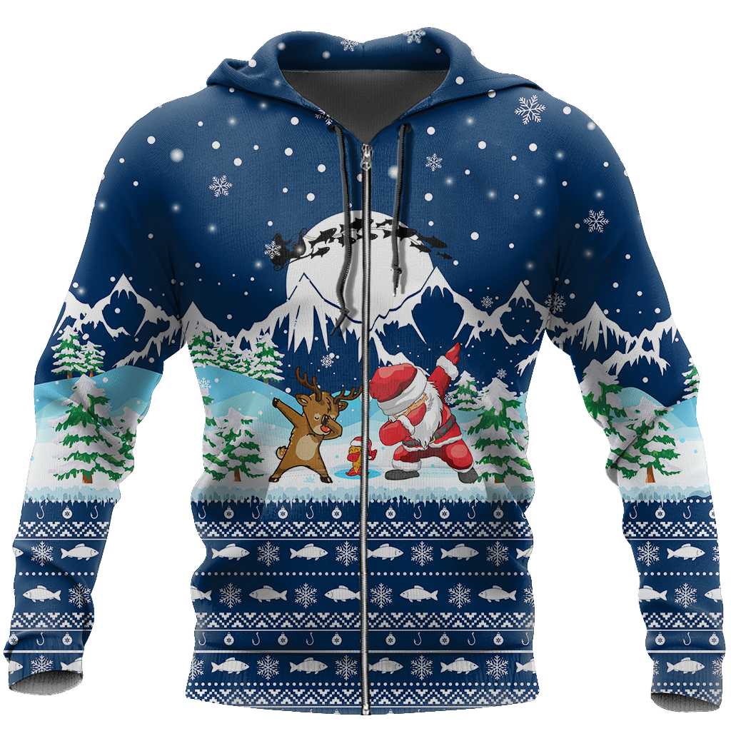 Awesome Hoodie Christmas Santa Fishing Yolo for Men and Women HBC317